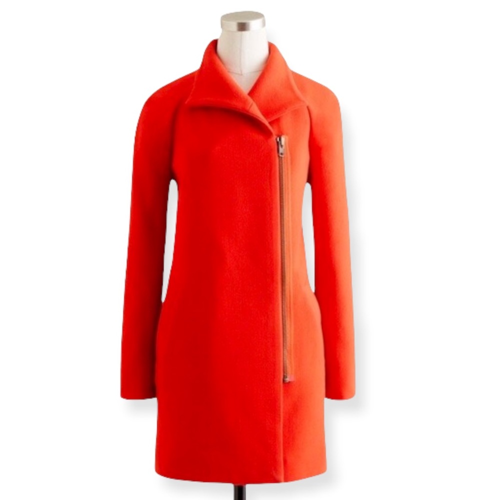 J Crew Doublecloth Envelope Coat Vibrant Flame 8